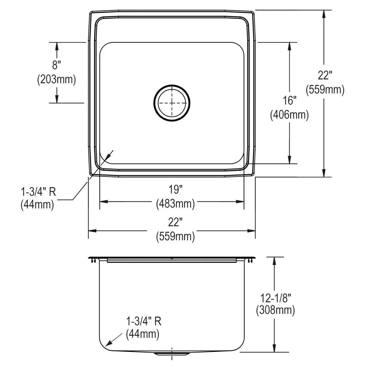 lustrous satin single bowl drop-in sink