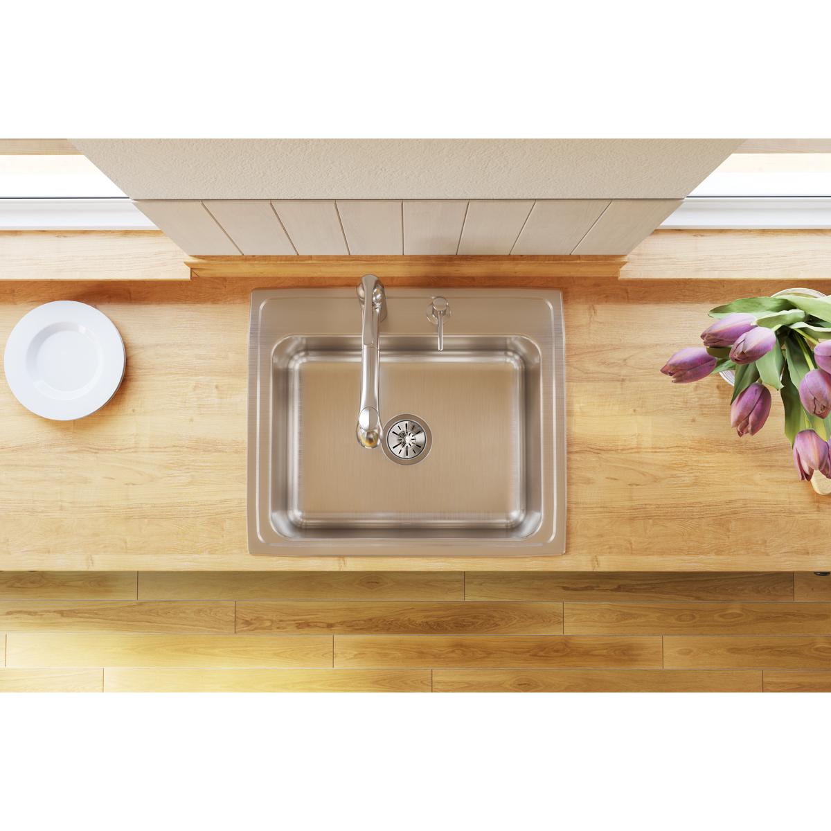 lustrous satin single bowl drop-in sink