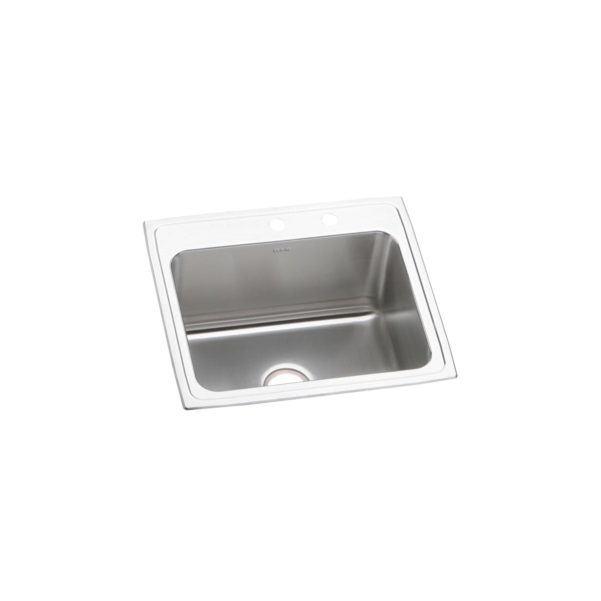 Elkay Lustertone Classic 25" x 21-1/4" x 10-1/8" MR2-Hole Single Bowl Drop-in Sink