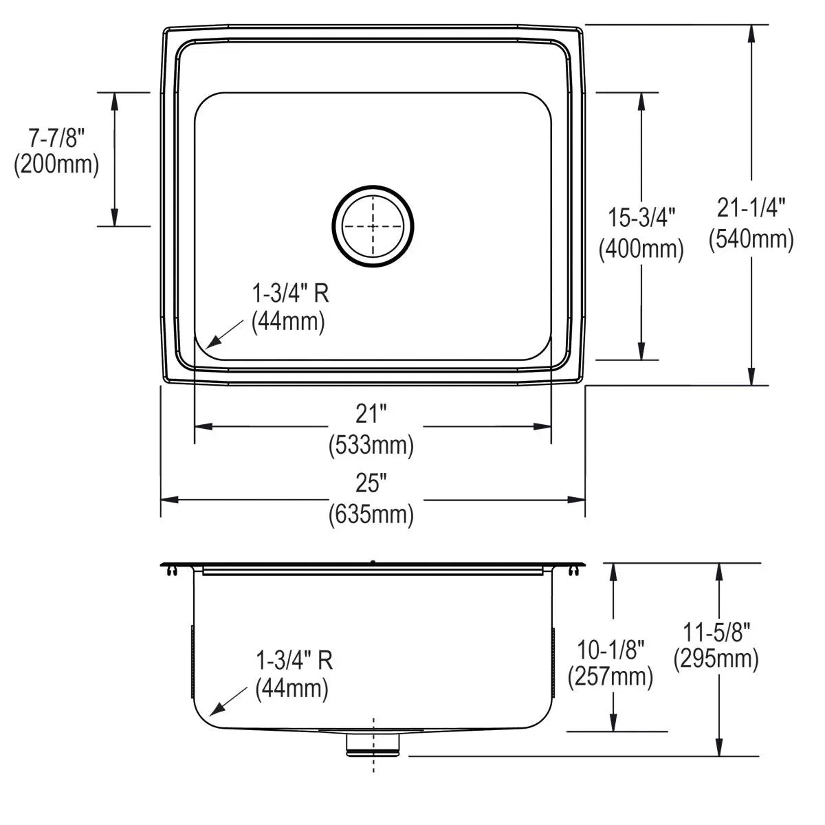 lustrous satin single bowl drop-in sink
