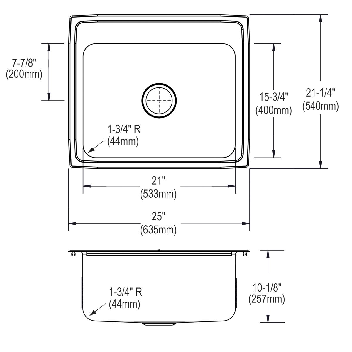 lustrous satin single bowl drop-in sink