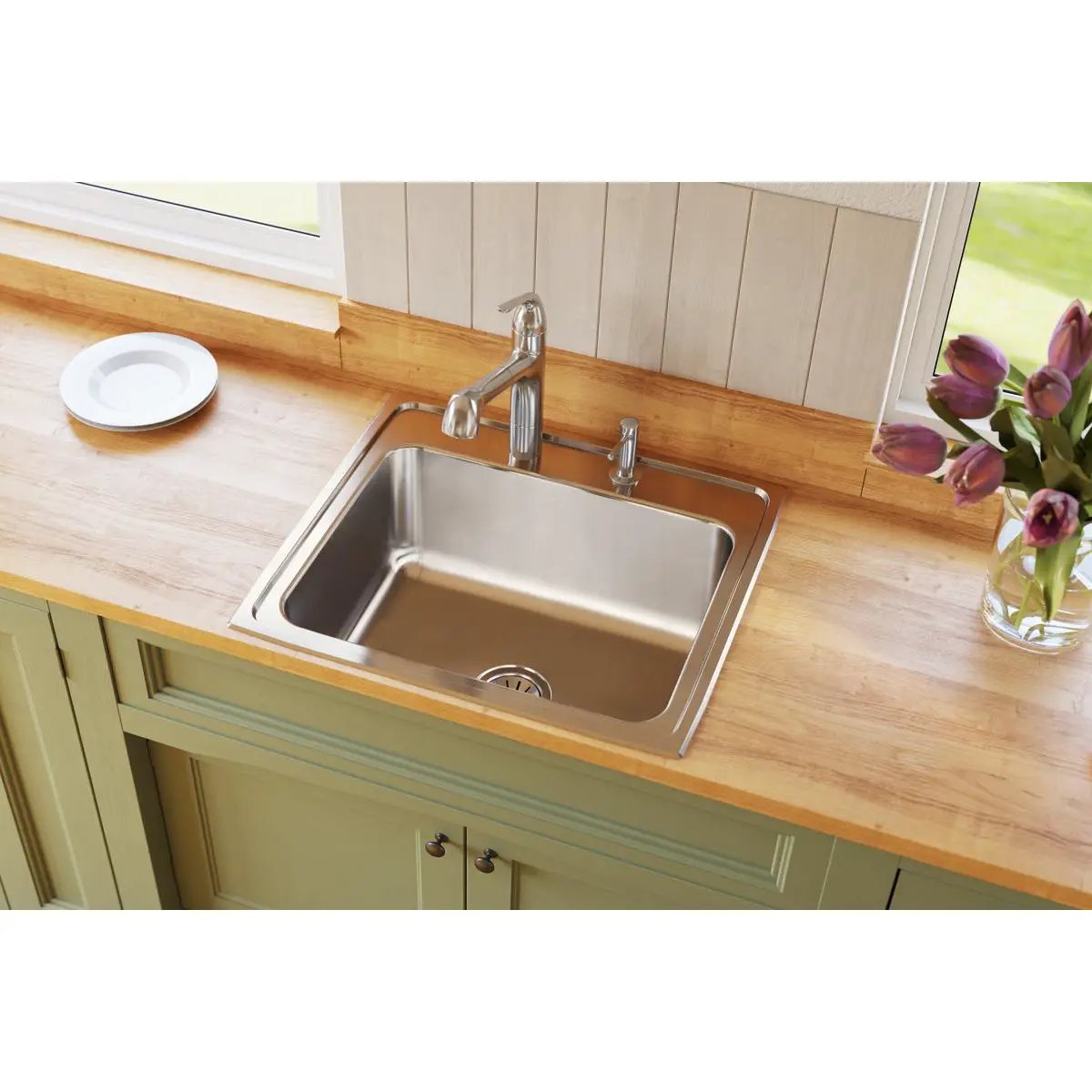 lustertone single bowl drop-in sink