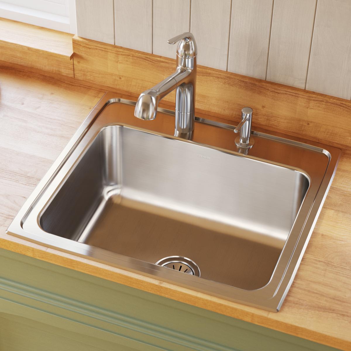 lustrous satin single bowl drop-in sink