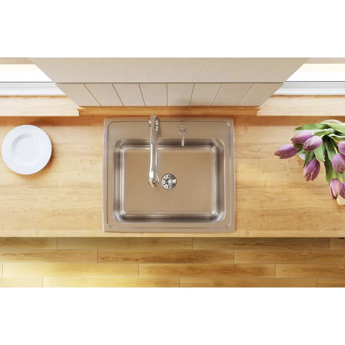lustrous satin single bowl drop-in sink