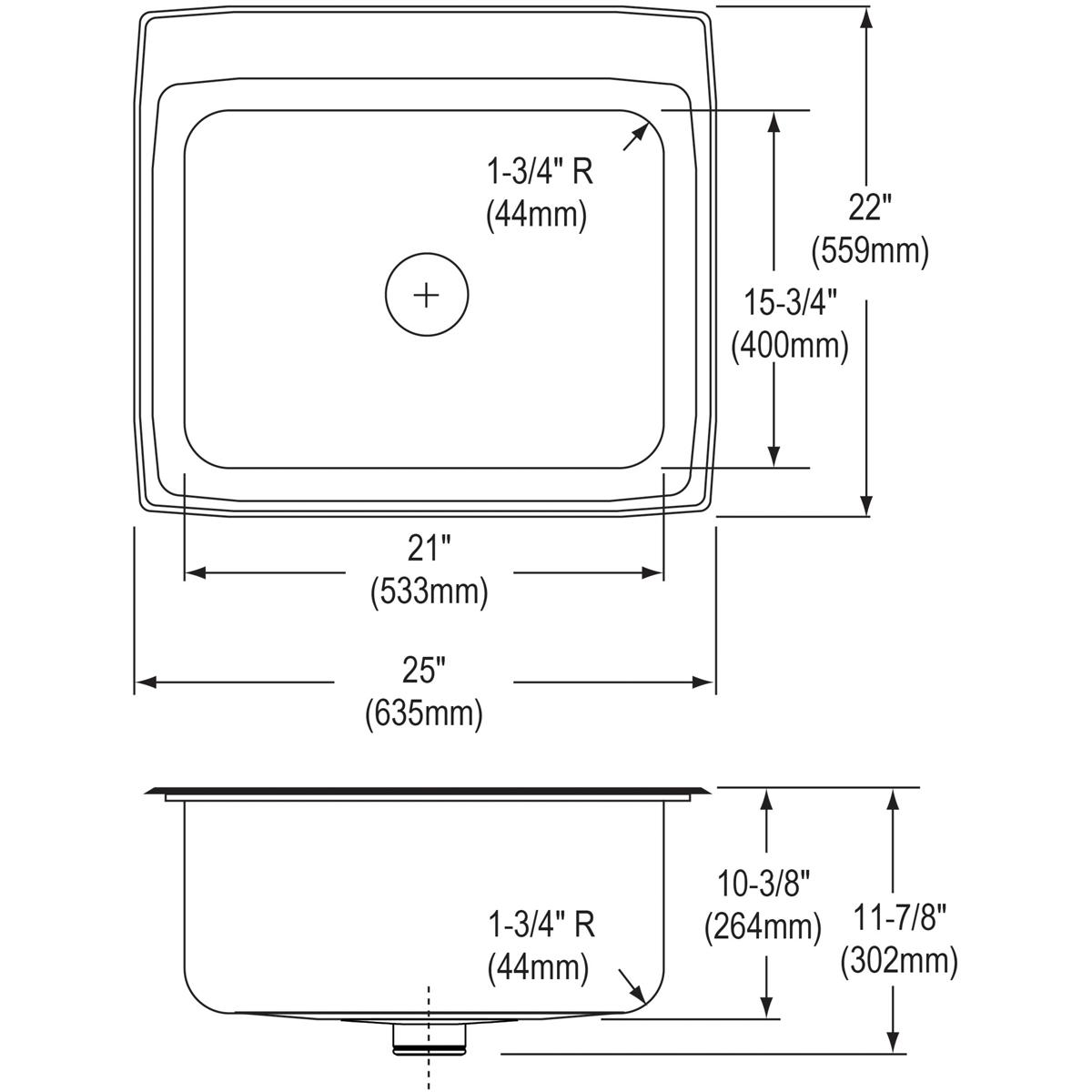 lustrous satin single bowl drop-in sink