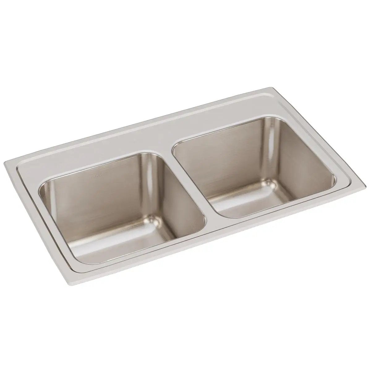 lustrous satin equal double bowl drop-in sink