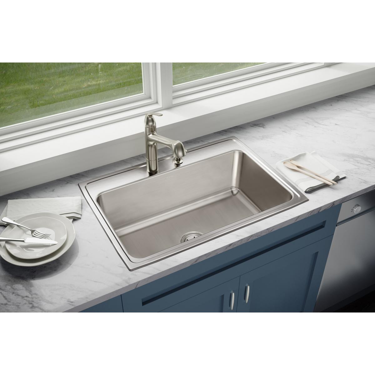lustrous satin single bowl drop-in sink