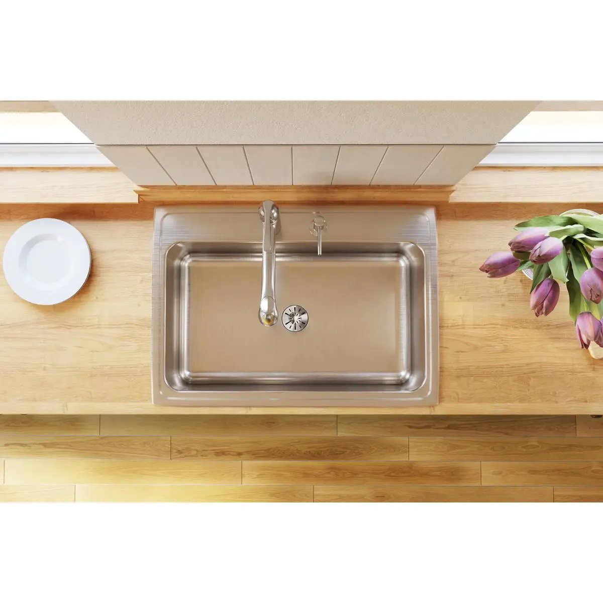 lustrous satin single bowl drop-in sink
