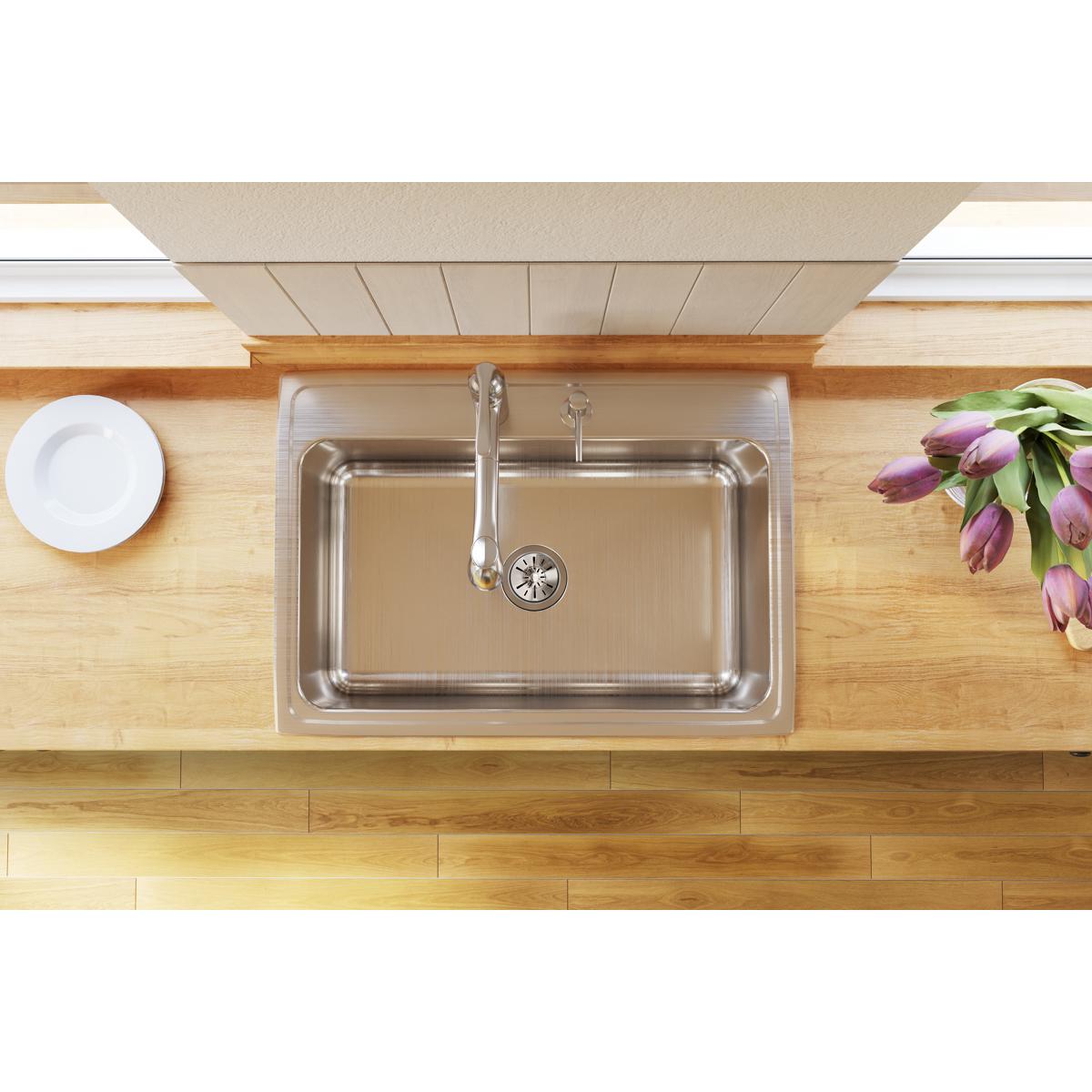 lustrous satin single bowl drop-in sink