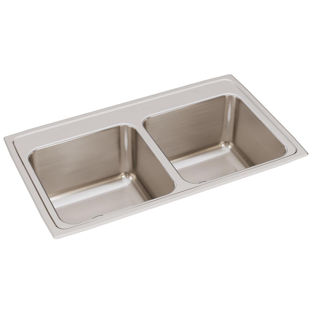 lustrous satin equal double bowl drop-in sink