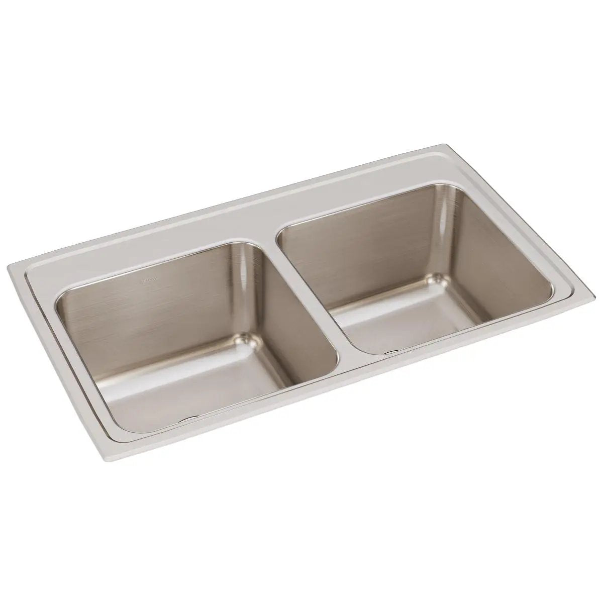 lustrous satin equal double bowl drop-in sink