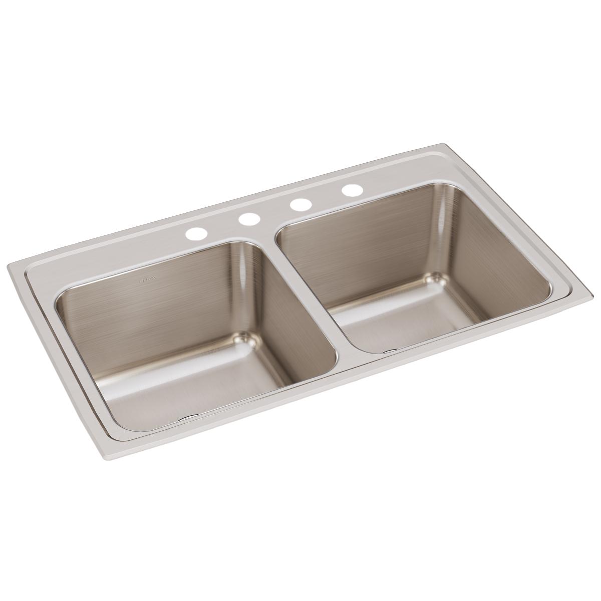 Elkay Lustertone Classic 33" x 19-1/2" x 10-1/8" Equal Double Bowl Drop-in Sink