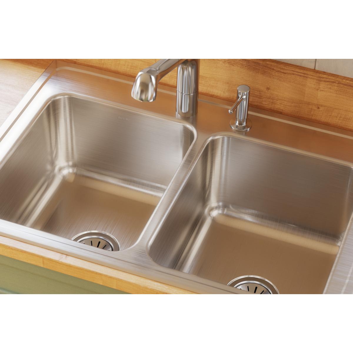 lustertone equal double bowl drop-in sink