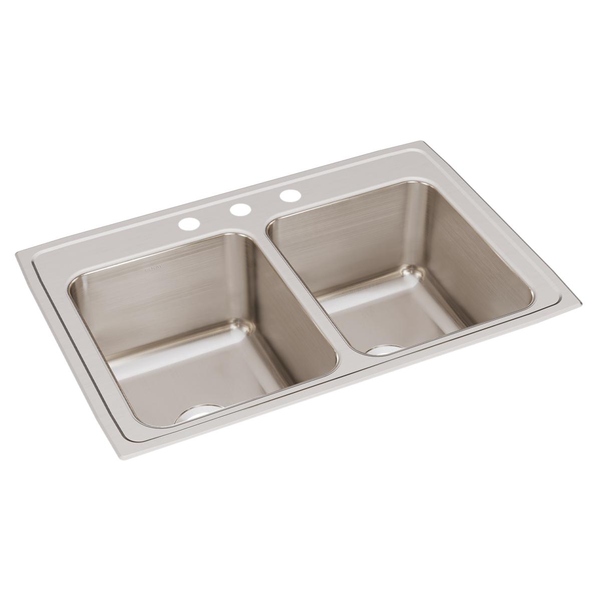 Elkay Lustertone Classic 33" x 22" x 12-1/8" Equal Double Bowl Drop-in Sink by Elkay