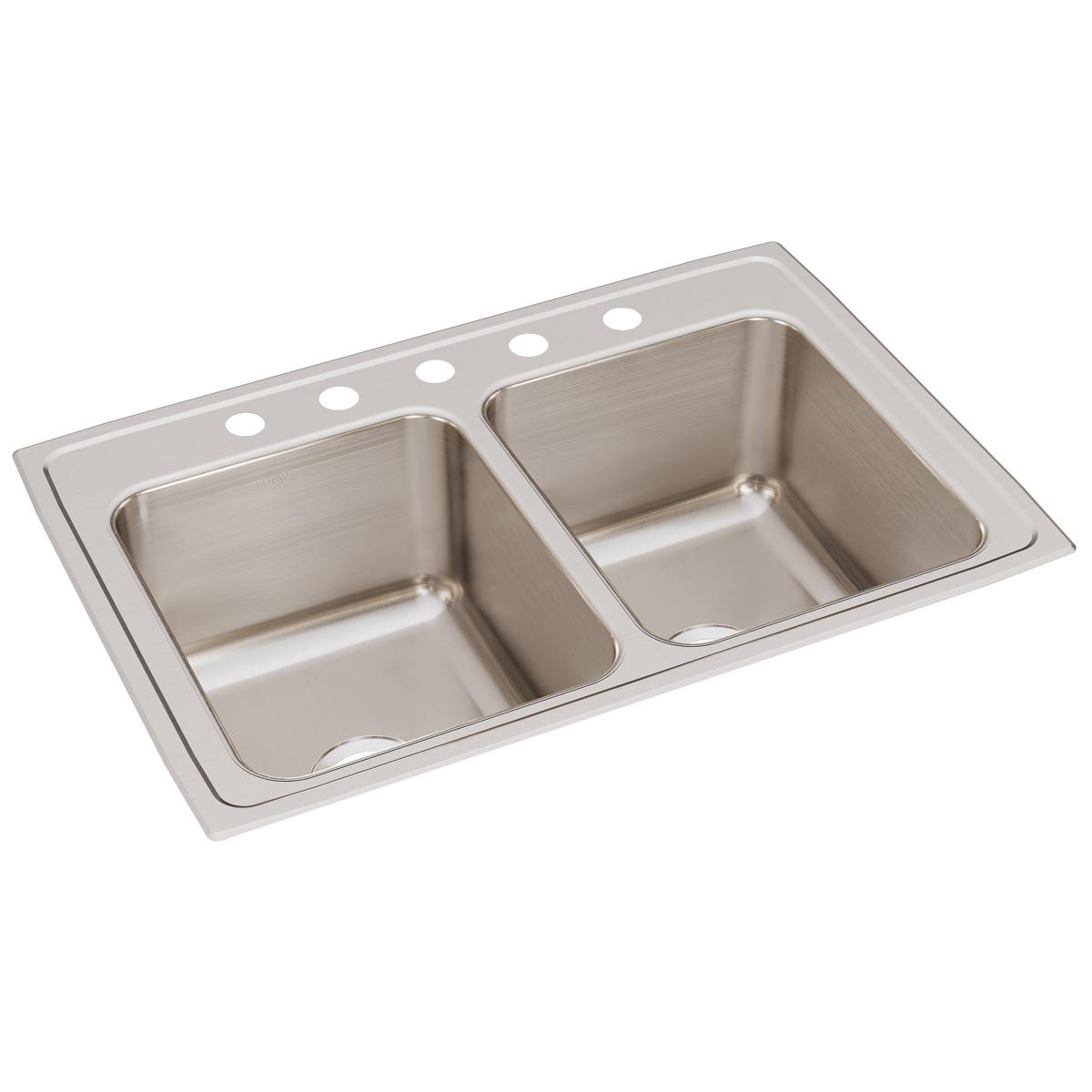 Elkay Lustertone Classic 33" x 22" x 12-1/8" Equal Double Bowl Drop-in Sink by Elkay