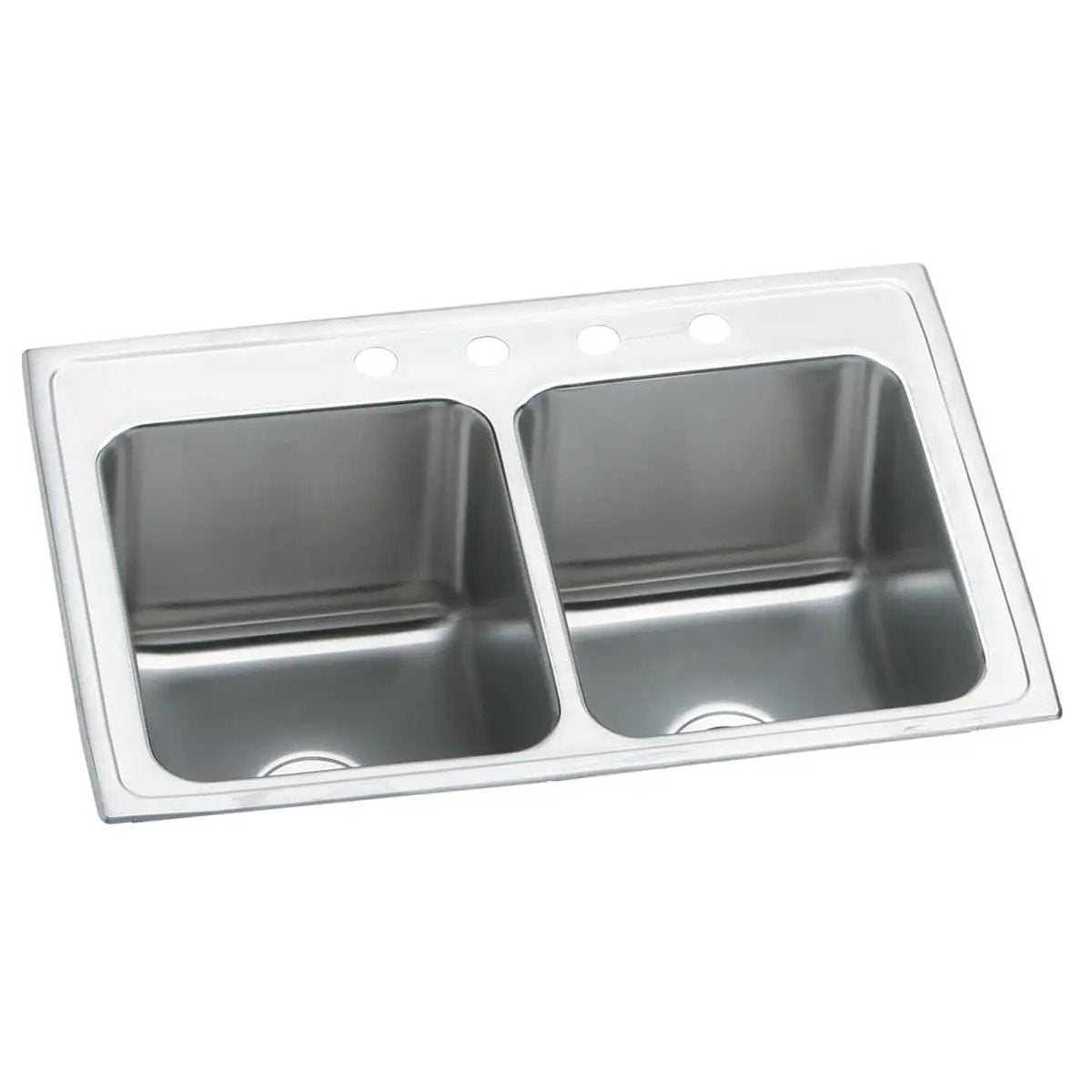 Elkay Lustertone Classic 25" x 19-1/2" x 10-1/8" MR2-Hole Equal Double Bowl Drop-in Sink by Elkay