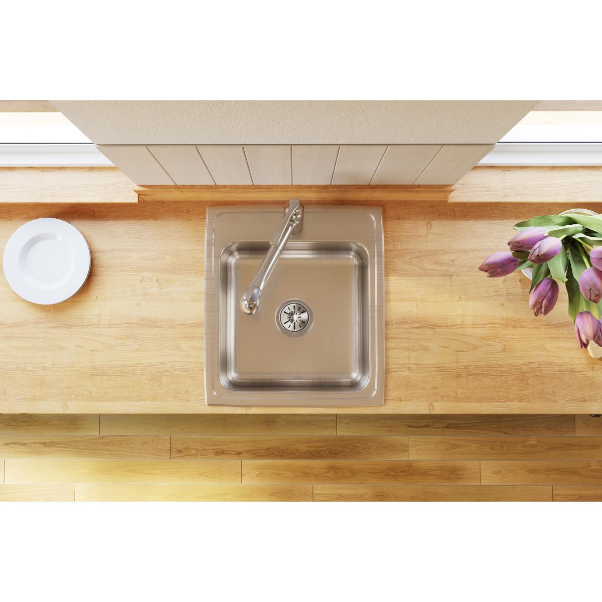 lustrous satin single bowl drop-in sink