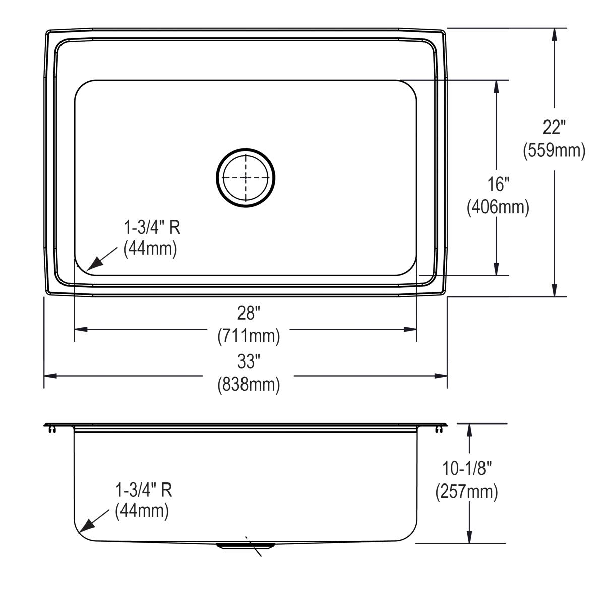 lustertone single bowl drop-in sink