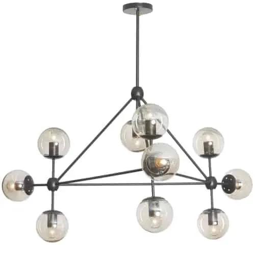 matte black with cognac glass chandeliers