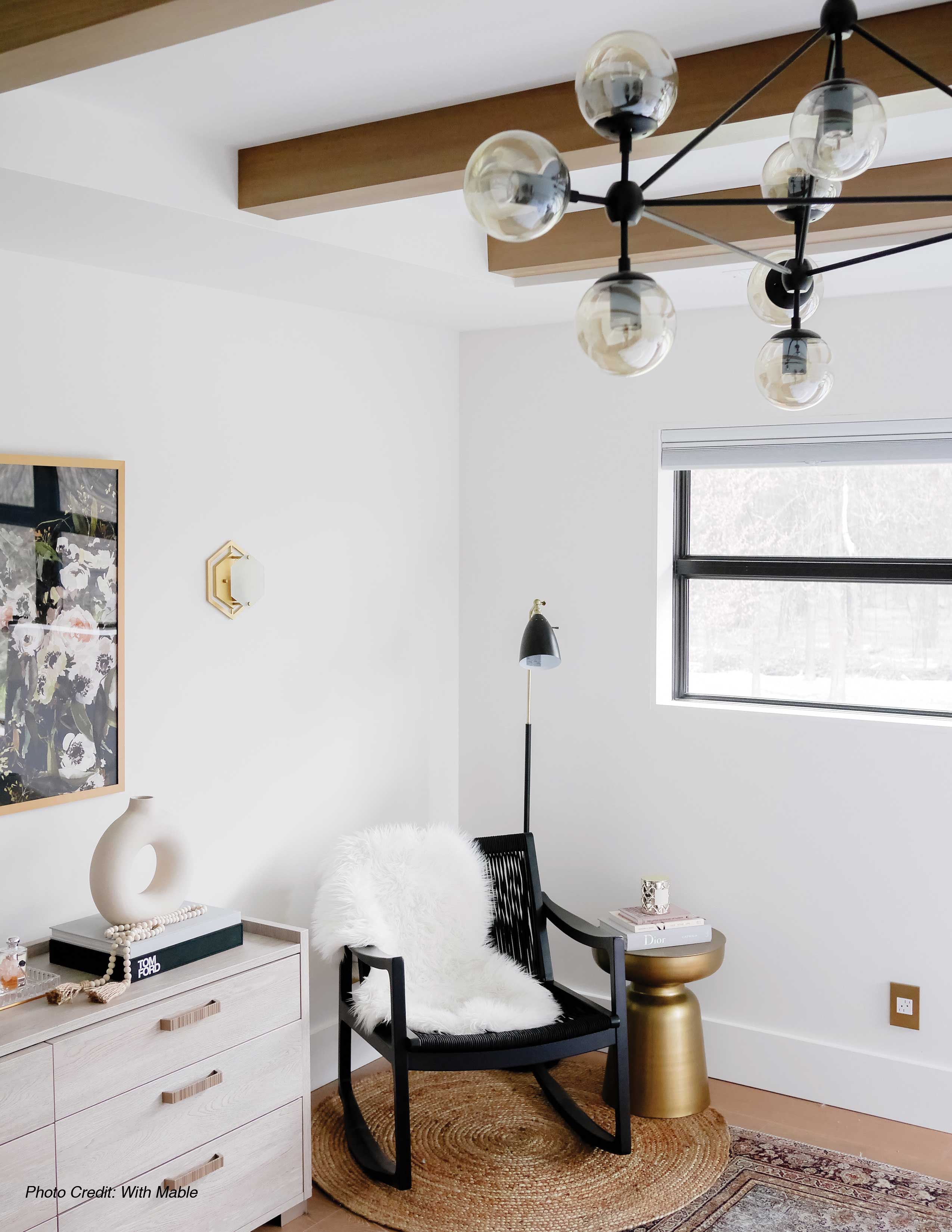 matte black with cognac glass chandeliers