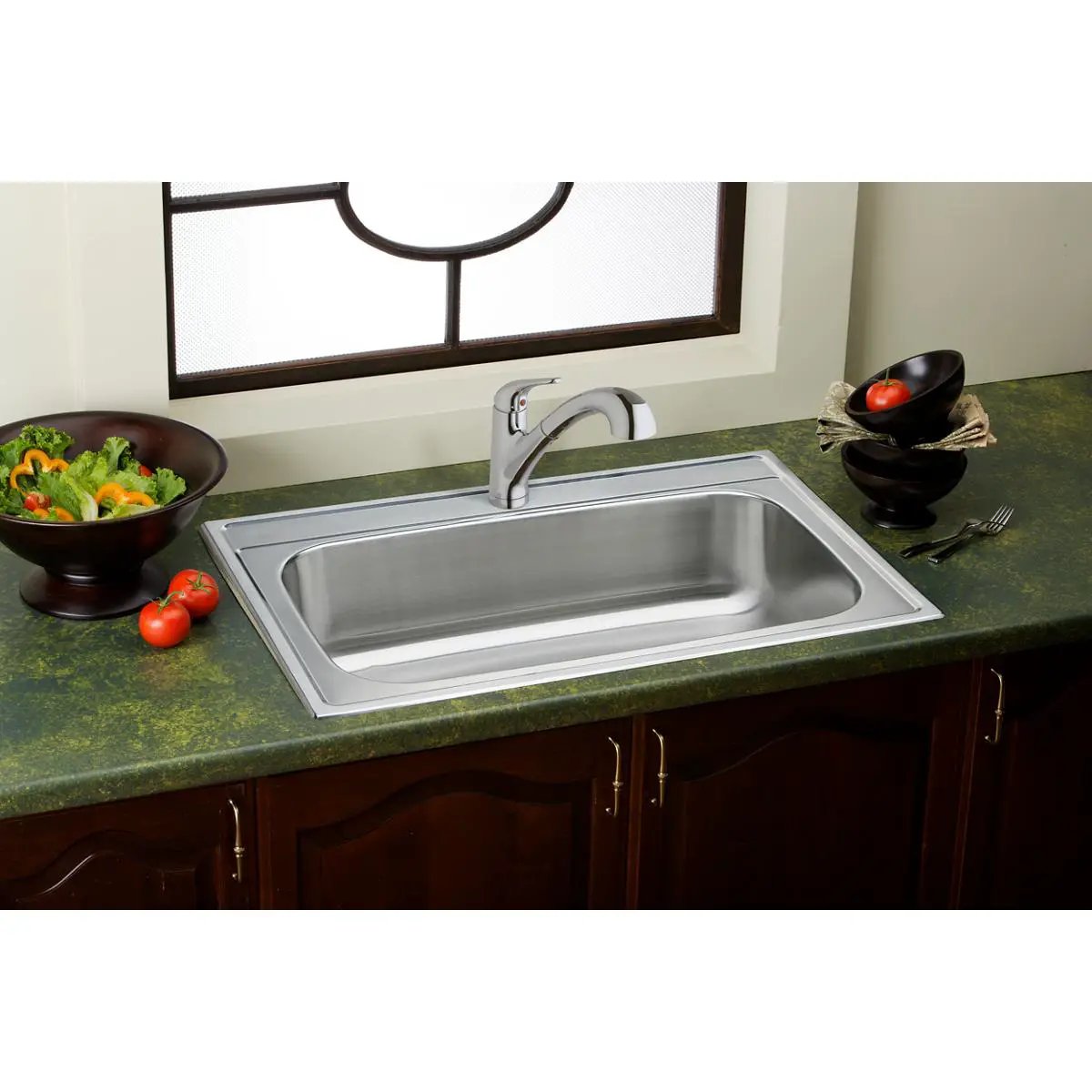 chrome deck mount kitchen faucet
