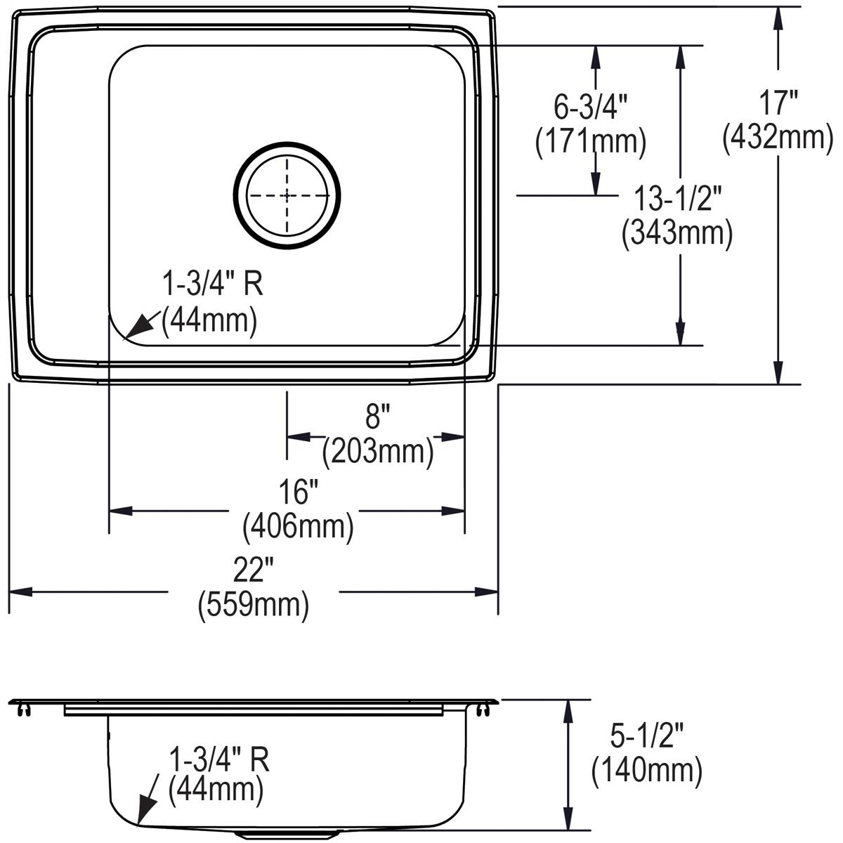 lustrous satin single bowl drop-in classroom ada sink