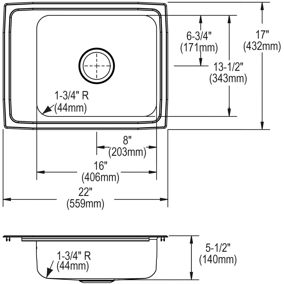 lustrous satin single bowl drop-in classroom ada sink
