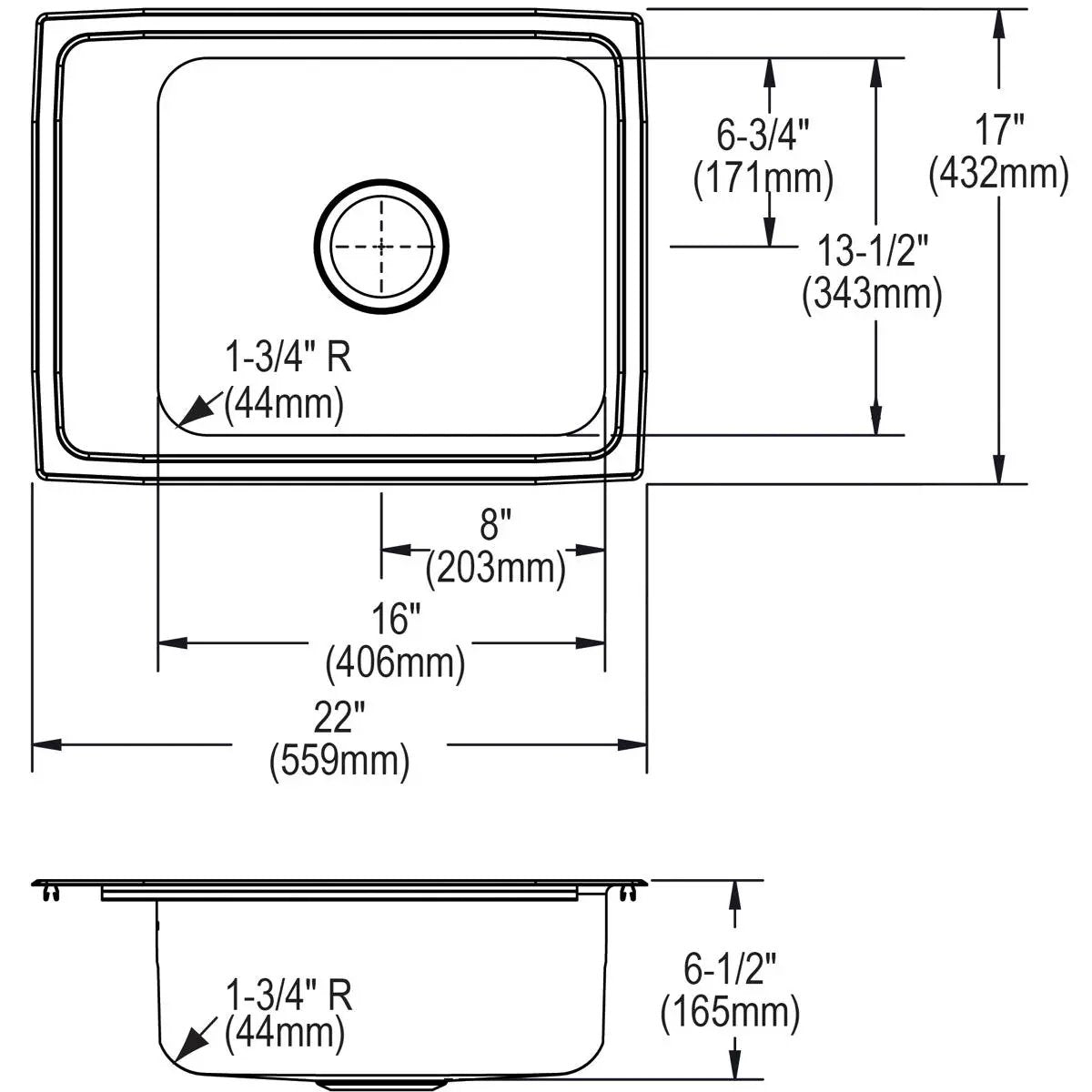 lustrous satin single bowl drop-in classroom ada sink