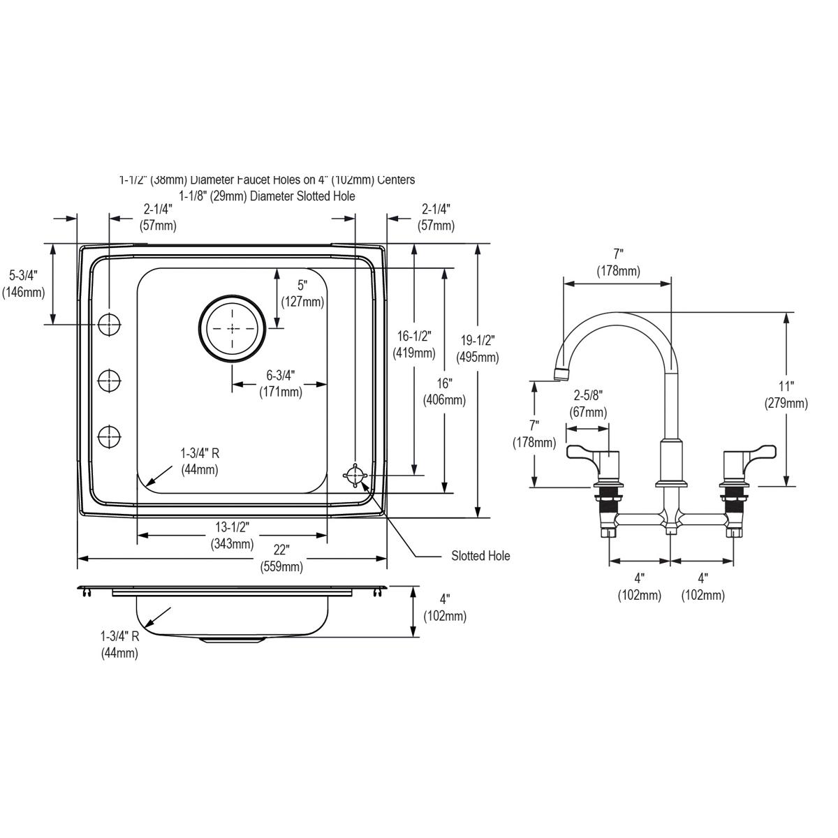 lustrous satin drop-in classroom ada sink
