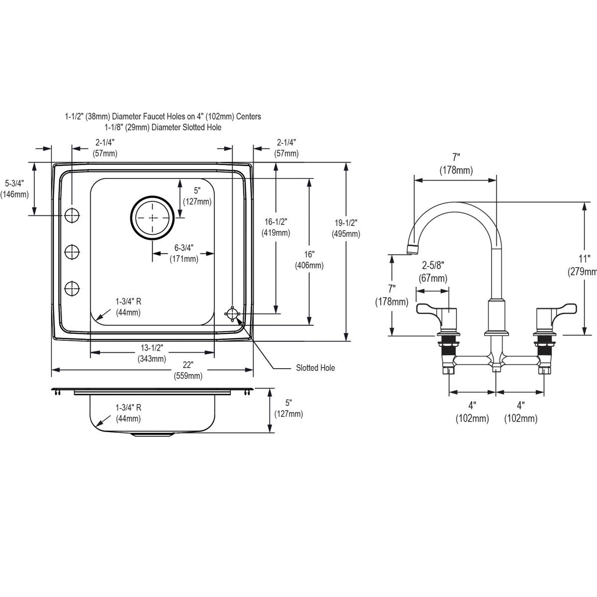 lustrous satin drop-in classroom ada sink kit