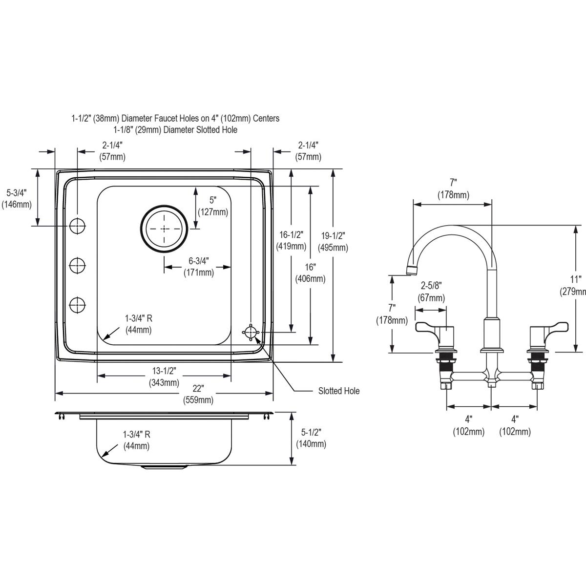 lustrous satin drop-in classroom ada sink kit
