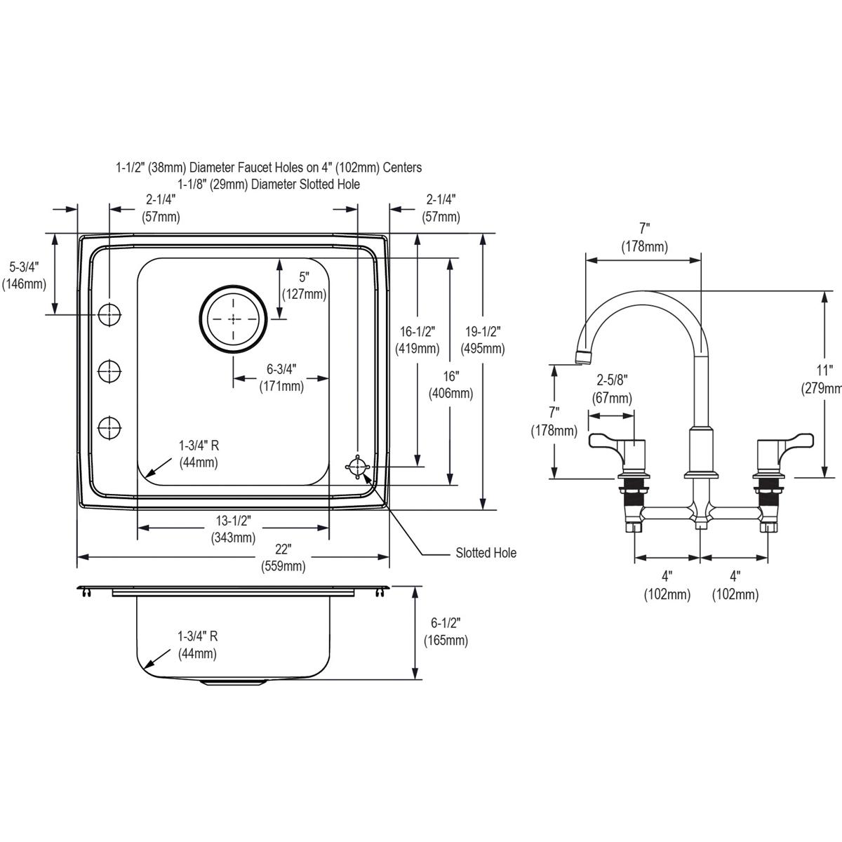lustrous satin drop-in classroom ada sink kit