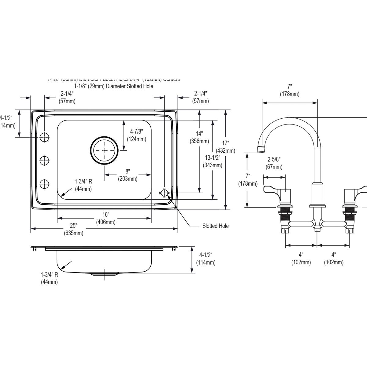 lustrous satin drop-in classroom ada sink kit