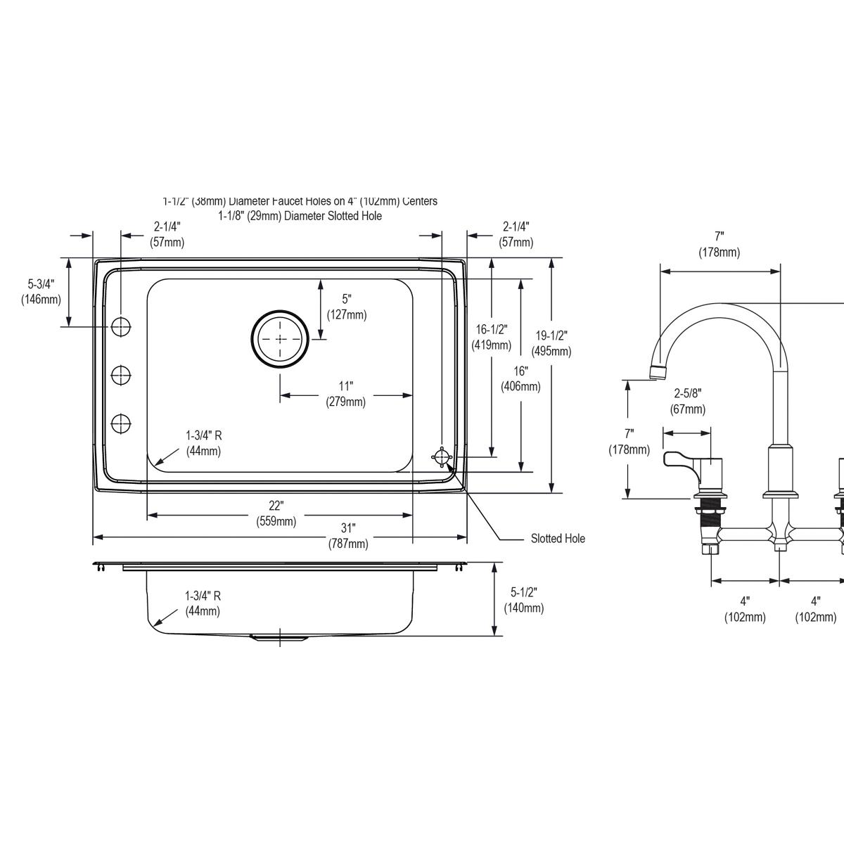 lustrous satin single classroom ada sink