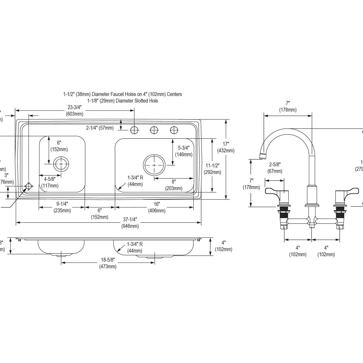 lustrous satin drop-in classroom ada sink kit