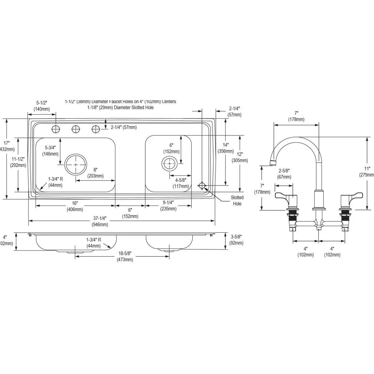 lustrous satin drop-in classroom ada sink kit