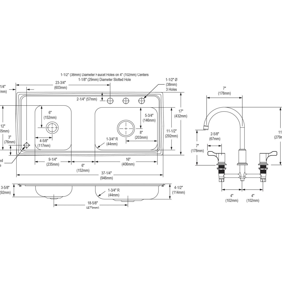 lustrous satin drop-in classroom ada sink kit
