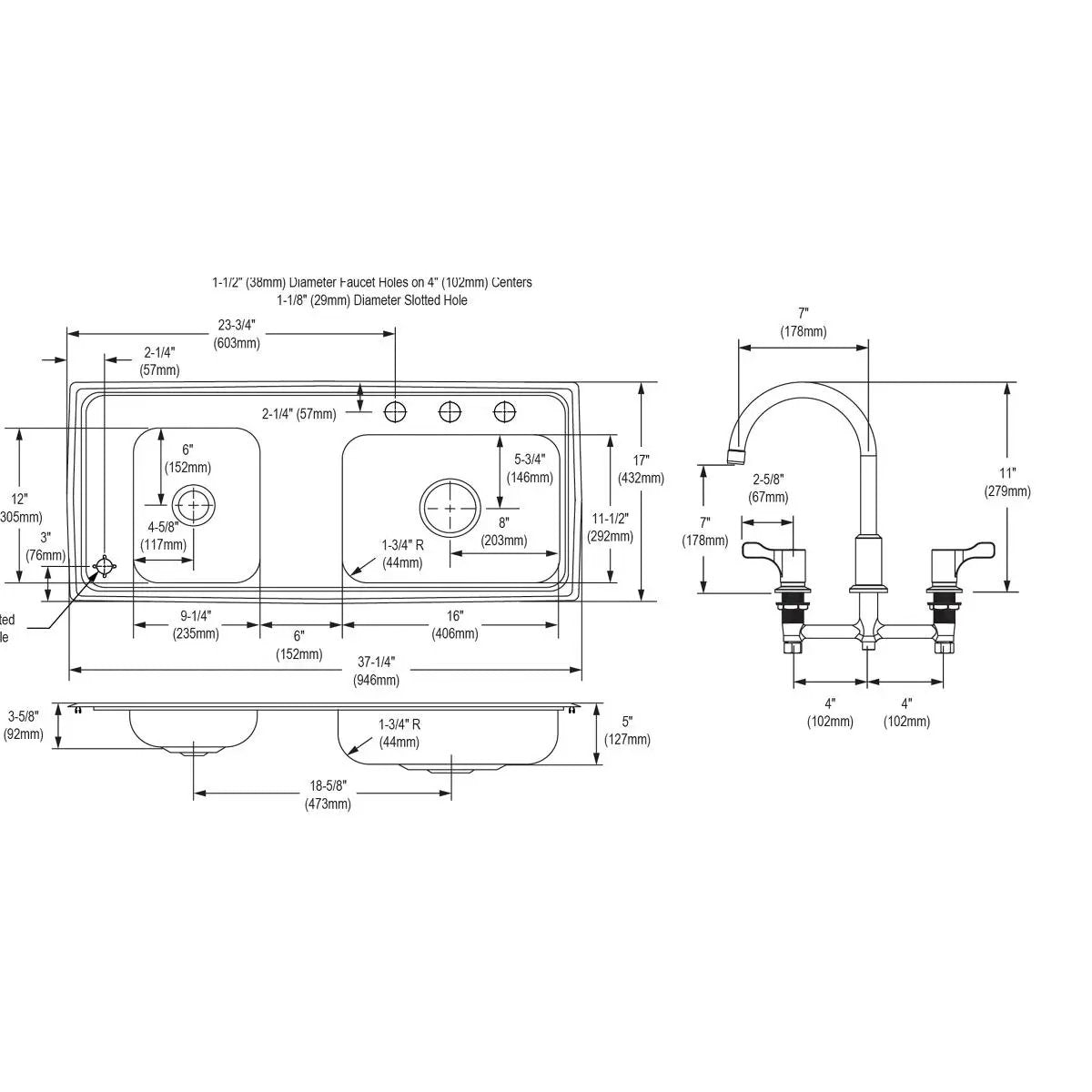 lustrous satin drop-in classroom ada sink kit