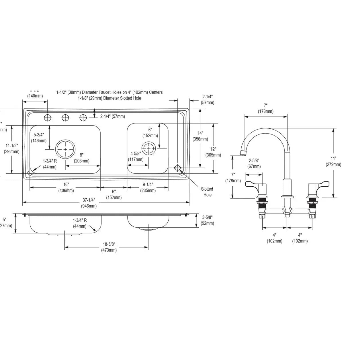 lustrous satin drop-in classroom ada sink kit