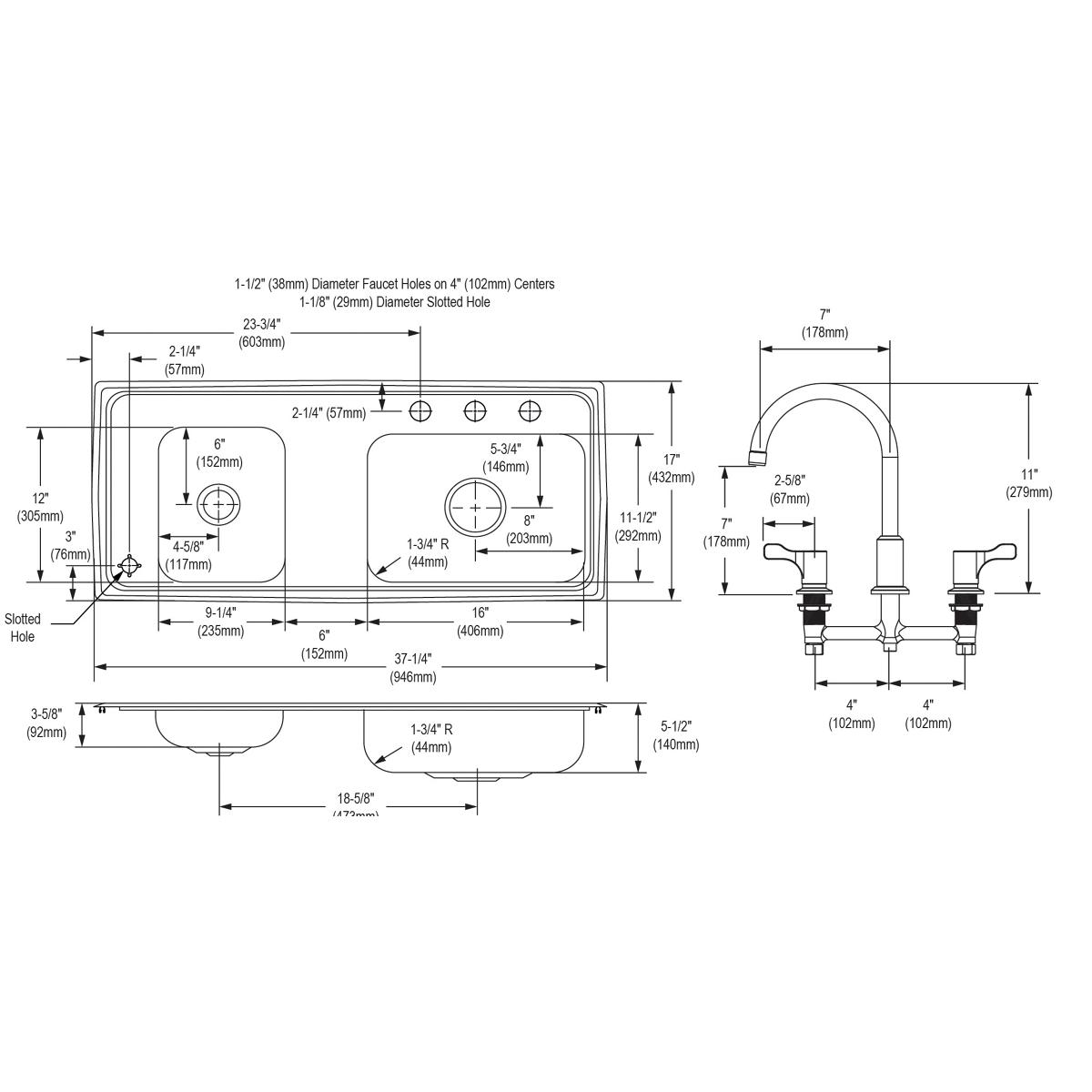 lustrous satin drop-in classroom ada sink kit