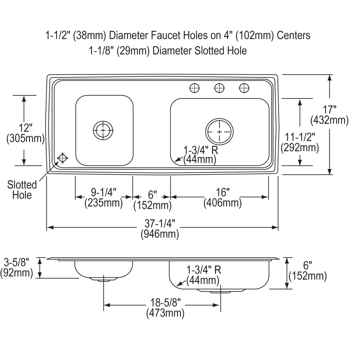 lustrous satin double bowl drop-in classroom ada sink