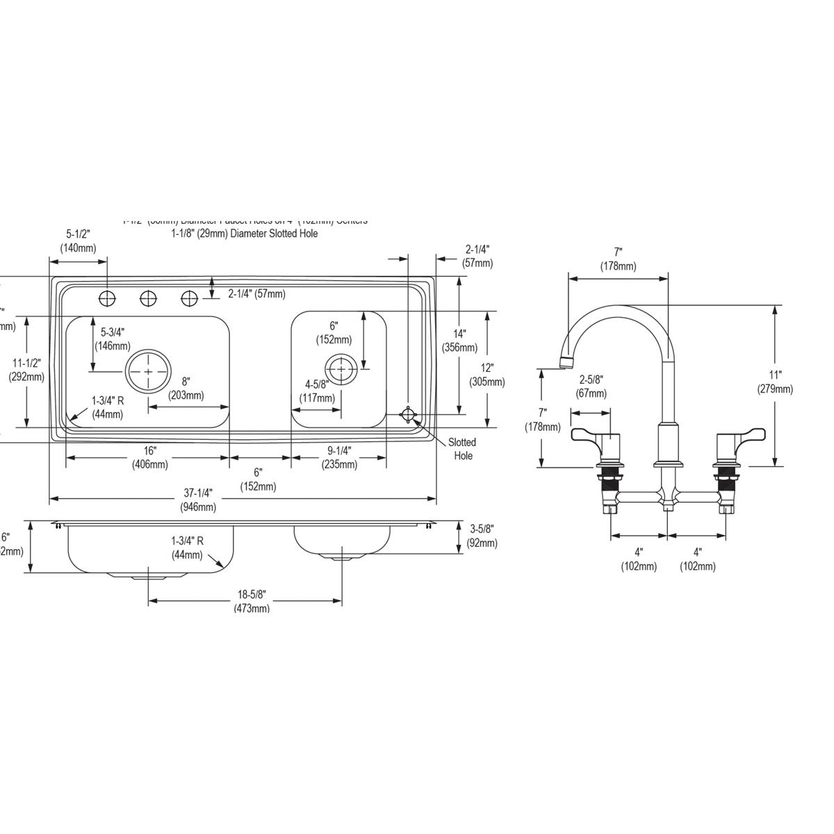 lustrous satin drop-in classroom ada sink kit