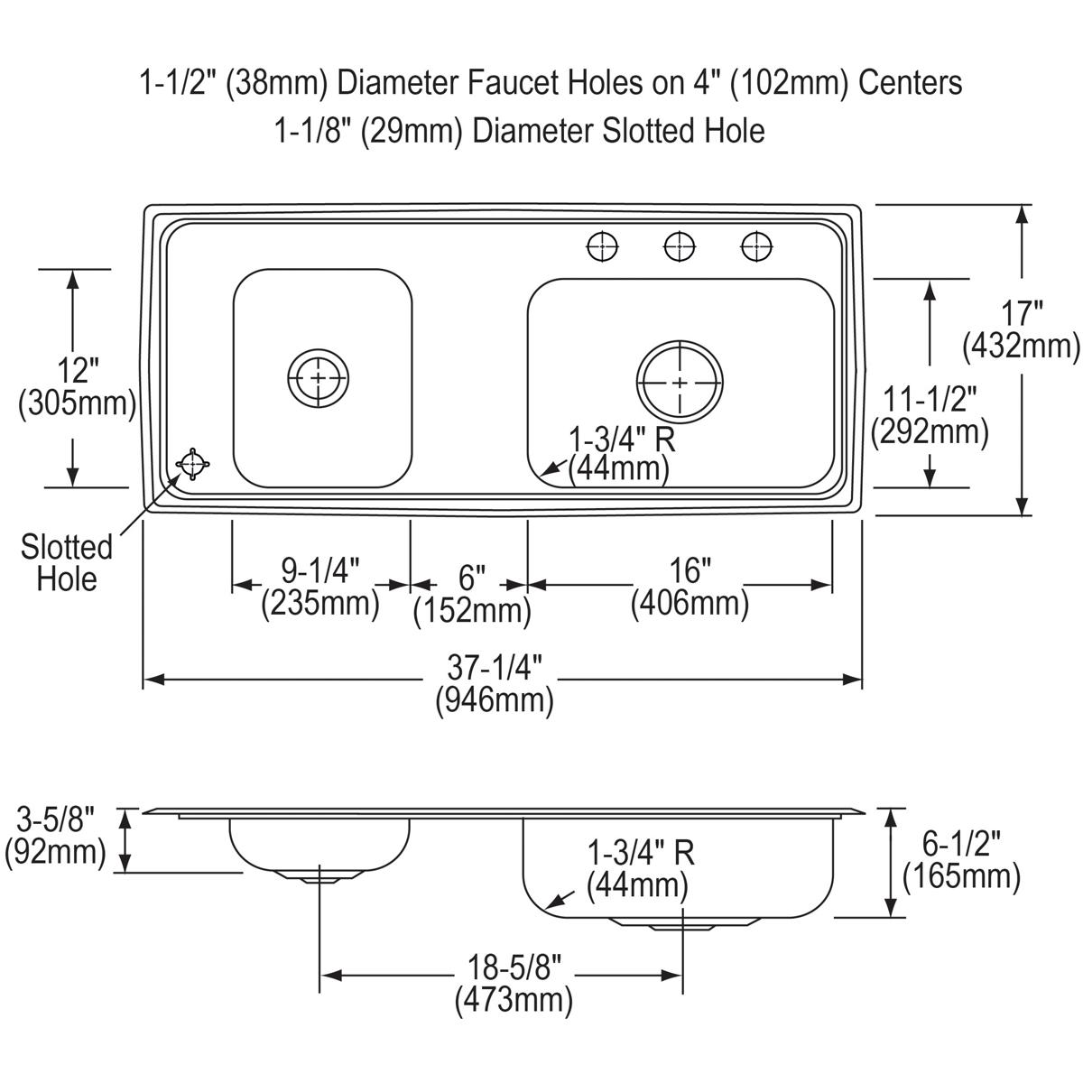 lustrous satin double bowl drop-in classroom ada sink