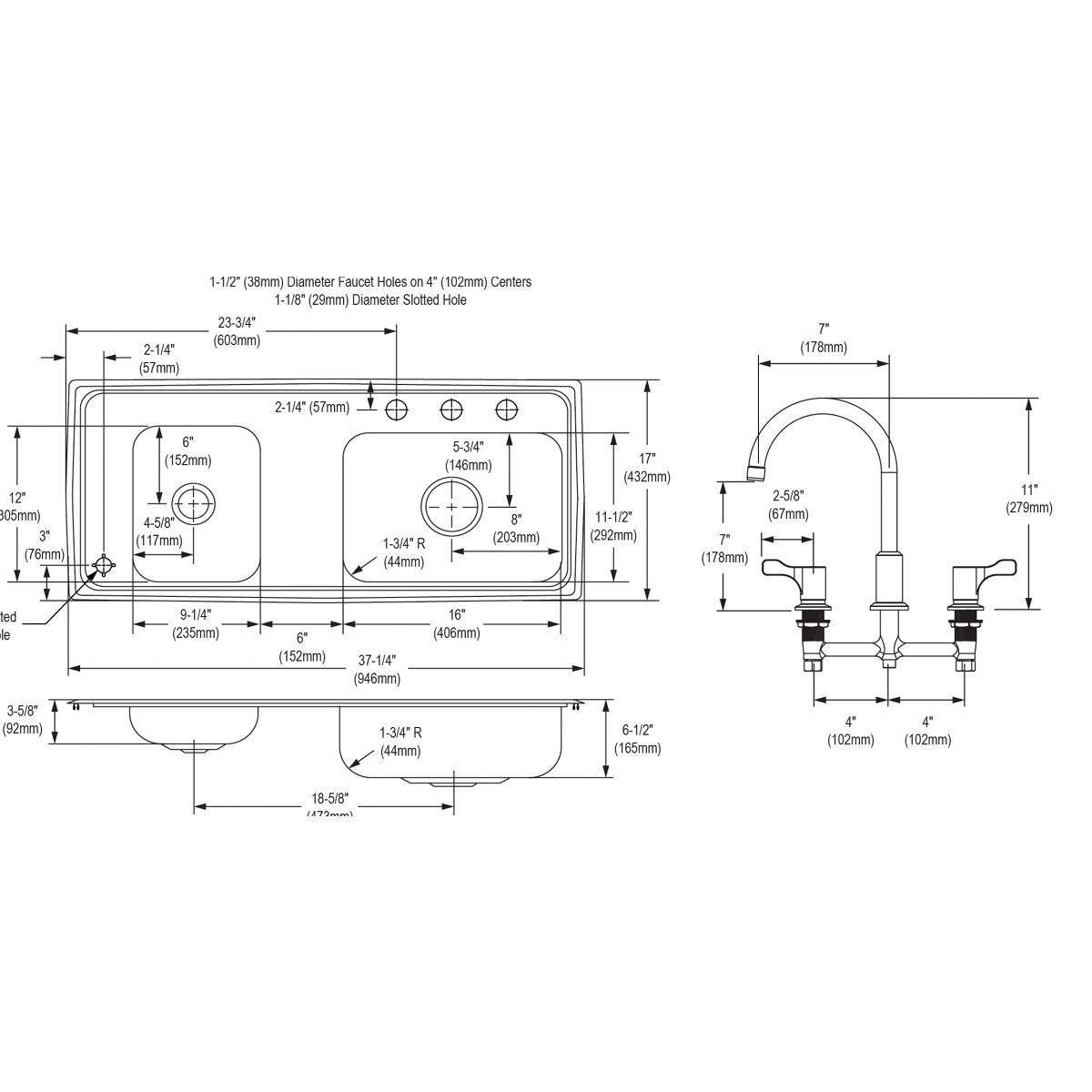 lustrous satin drop-in classroom ada sink kit