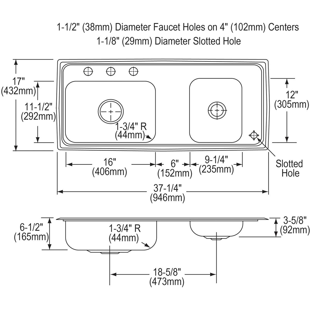 lustrous satin double bowl drop-in classroom ada sink