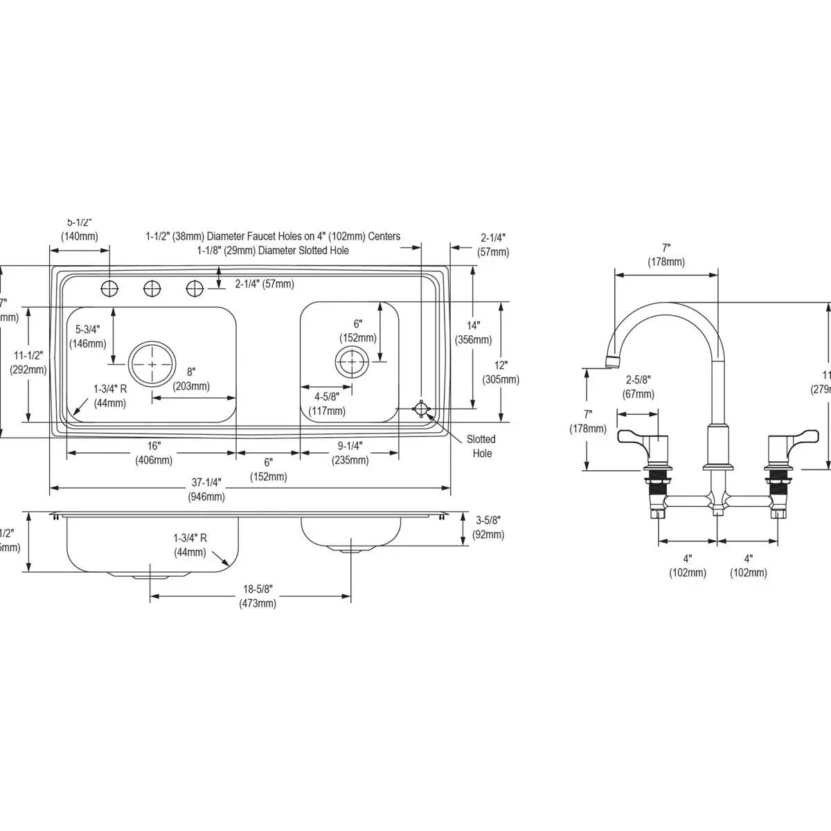 lustrous satin drop-in classroom ada sink kit