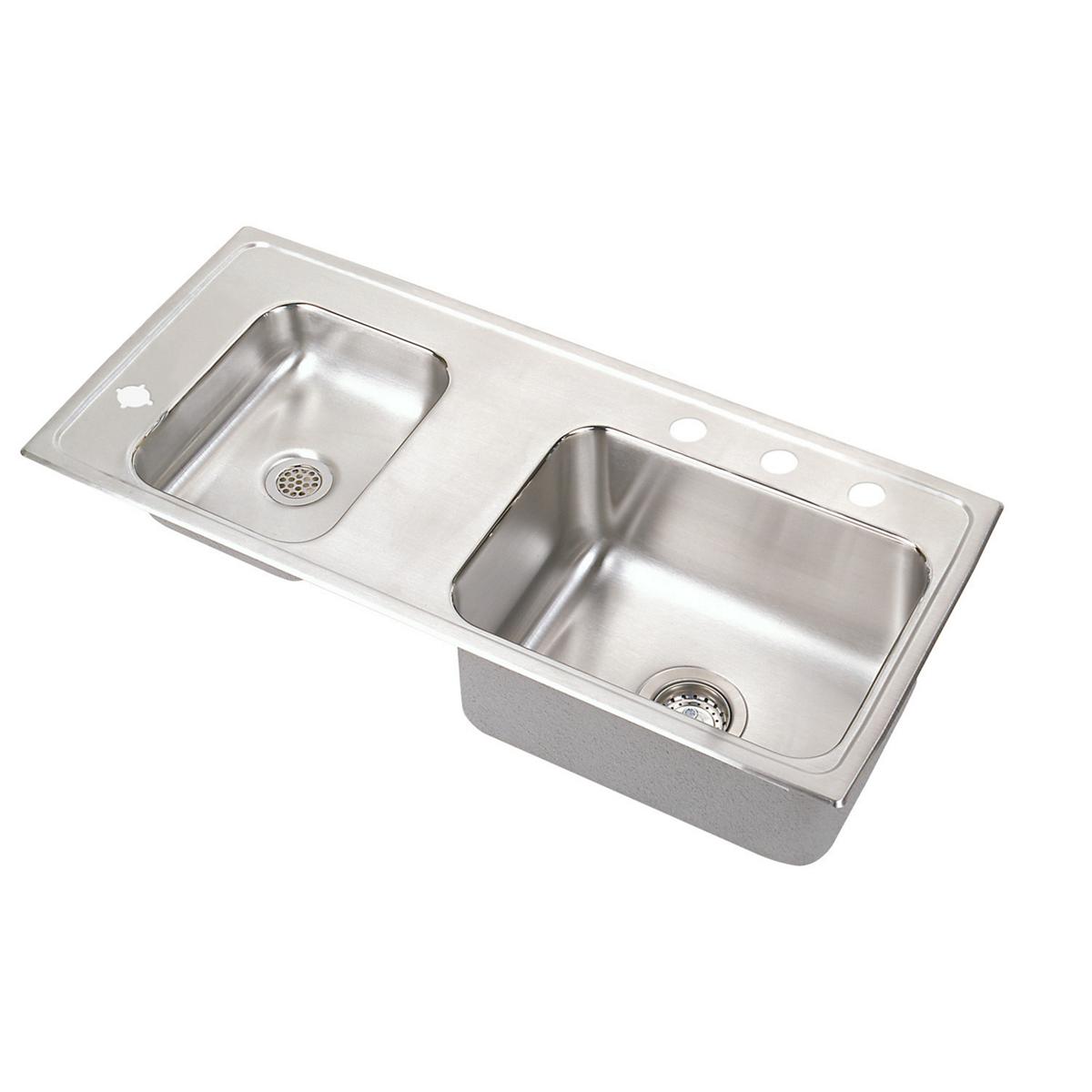lustrous satin double bowl drop-in classroom ada sink
