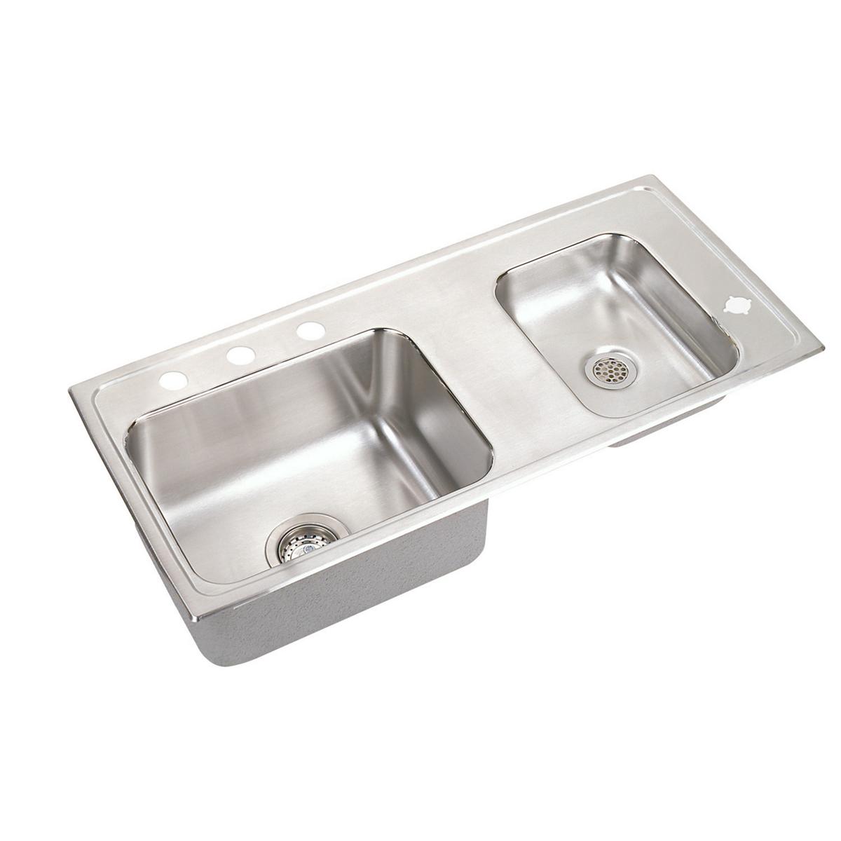 lustrous satin double bowl drop-in classroom ada sink