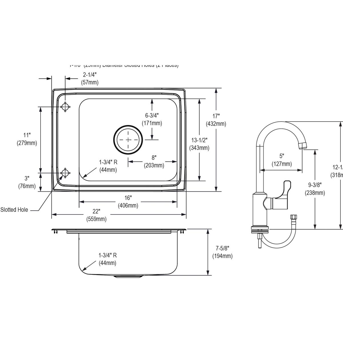 lustrous satin single drop-in classroom sink