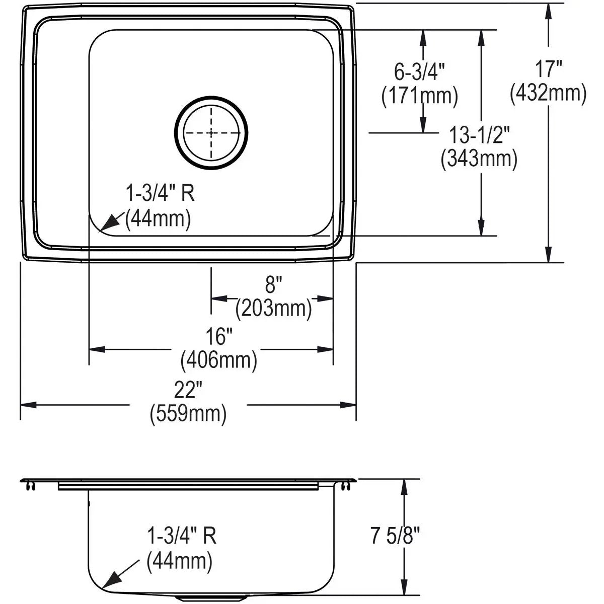 lustrous satin single bowl drop-in classroom sink